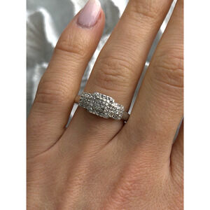 925 Sterling Silver Diamonds Heart Ring Size 7